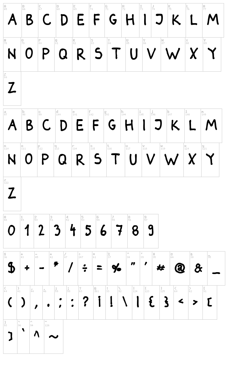 Darbog font map